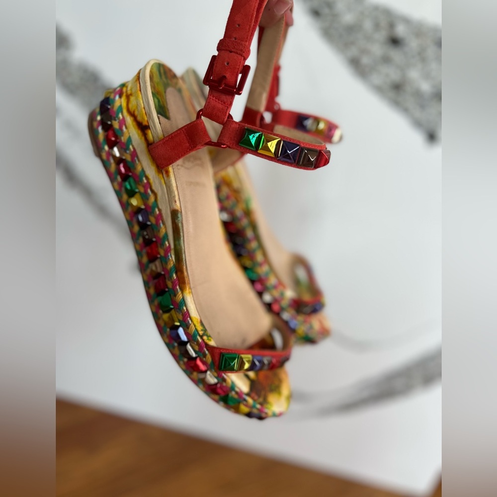 Christian Louboutin- Pyraclou Multicolor Studded Espadrilles